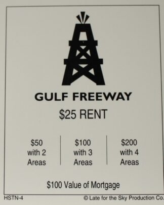 PARTS ONLY -Houston In-A-Box Board Game - "Gulf Freeway" Title Deed Card Only