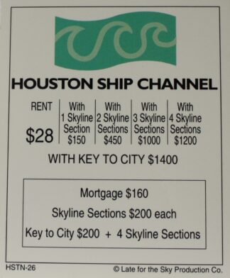 PARTS ONLY -Houston In-A-Box Board Game - "Houston Ship Channel" Title Deed Card Only