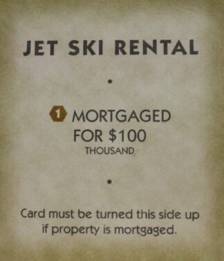 PARTS ONLY - Monopoly "Tropical Tycoon" DVD Board Game - (1) Jet Ski Rental Title Deed Card Only