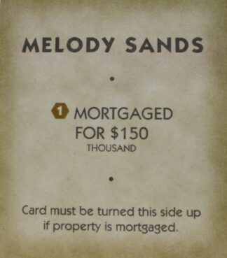 PARTS ONLY -Monopoly "Tropical Tycoon" DVD Board Game - (1) Melody Sands Title Deed Card Only