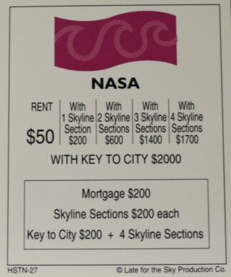 PARTS ONLY -Houston In-A-Box Board Game - "NASA" Title Deed Card Only