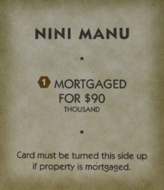 PARTS ONLY - Monopoly "Tropical Tycoon" DVD Board Game - (1) Nini Manu Title Deed Card Only