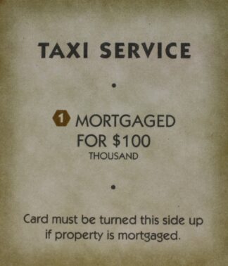 PARTS ONLY - Monopoly "Tropical Tycoon" DVD Board Game - (1) Taxi Service Title Deed Card Only