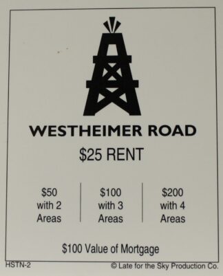 PARTS ONLY -Houston In-A-Box Board Game - "Westheimer Road" Title Deed Card Only