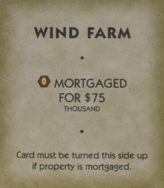 PARTS ONLY -Monopoly "Tropical Tycoon" DVD Board Game - (1) Wind Farm Title Deed Card Only