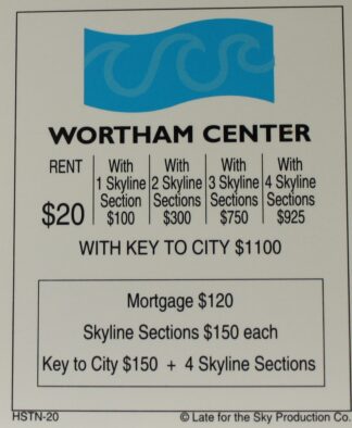PARTS ONLY -Houston In-A-Box Board Game - "Wortham Center" Title Deed Card Only