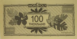 PARTS ONLY - Monopoly "Tropical Tycoon" DVD Board Game - Pack (10) $100 Thousand Dollars Only
