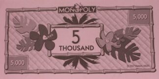 PARTS ONLY - Monopoly "Tropical Tycoon" DVD Board Game - Pack (10) $5 Thousand Dollars Only