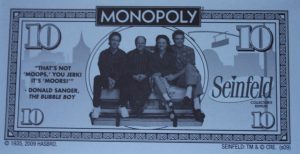 PARTS ONLY - Monopoly Seinfeld Board Game - Pack (10) $10 Seinfeld Specialty Money
