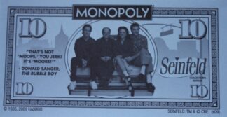 PARTS ONLY - Monopoly Seinfeld Board Game - Pack (10) $10 Seinfeld Specialty Money