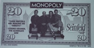 PARTS ONLY - Monopoly Seinfeld Board Game - Pack (10) $20 Seinfeld Specialty Money