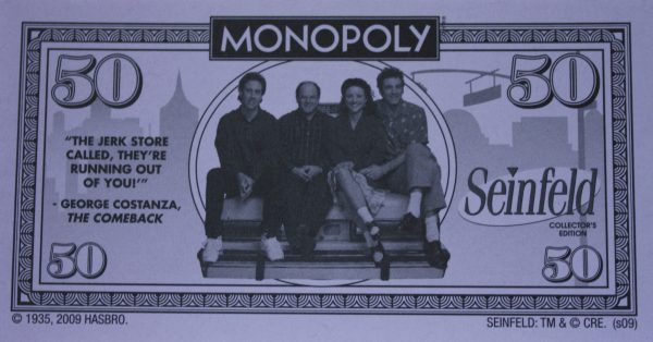 PARTS ONLY - Monopoly Seinfeld Board Game - Pack (10) $50 Seinfeld Specialty Money