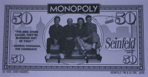PARTS ONLY - Monopoly Seinfeld Board Game - Pack (10) $50 Seinfeld Specialty Money