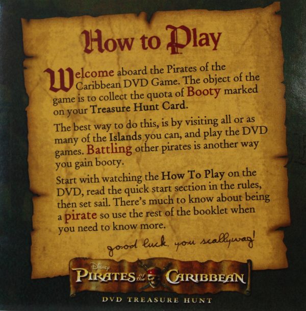 PARTS ONLY - Pirates Of The Caribbean Board Game - How To Play Guide Only
