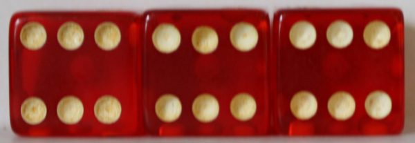 PARTS ONLY - Risk World Conquest Board Game 1975 Version - Set (3) Red/Gold Dice Only