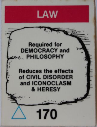 PARTS ONLY - Civilization Board Game - (1) Law Card Only