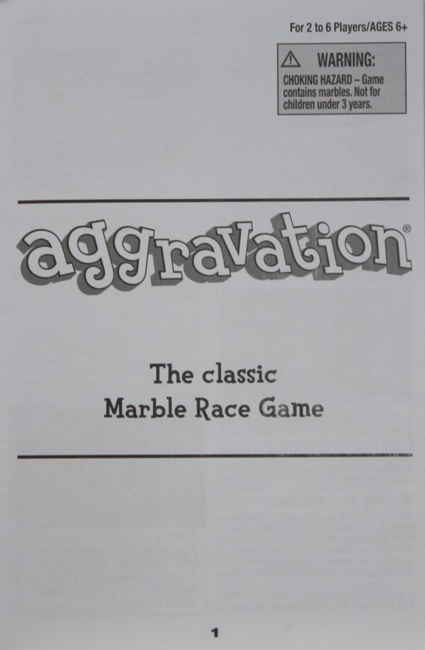 PARTS ONLY Aggravation Board Game - (1) Instructions Only