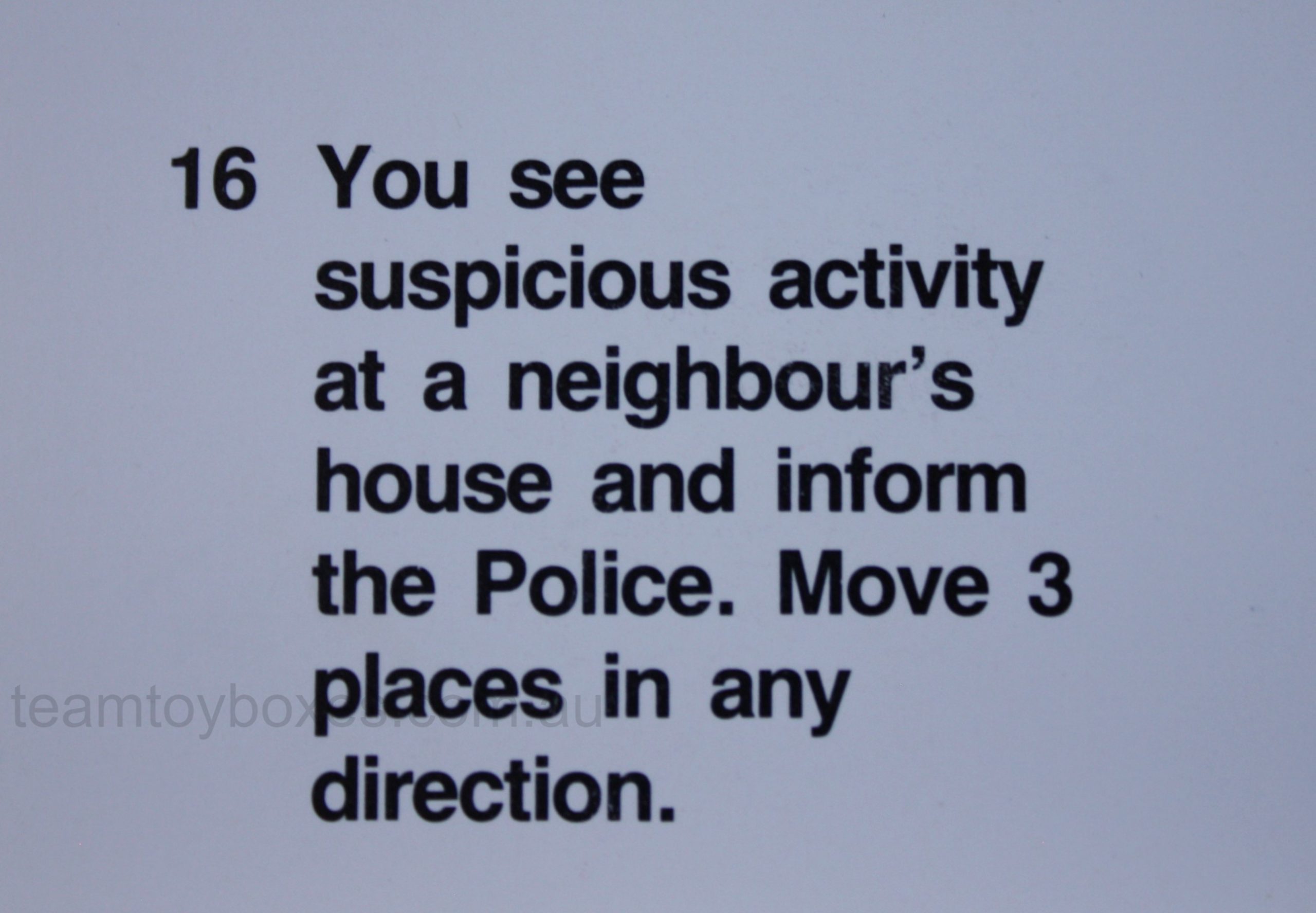 PARTS ONLY - Police Alert Board Game - (1) #16 Conduct Card Only