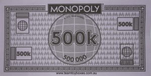 PARTS ONLY - Monopoly Here and Now The World Edition Board Game - Pack (10) 500K Money Only