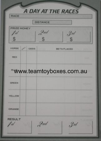 PARTS ONLY - A Day At The Races Board Game - (1) Pad of Score Cards Only