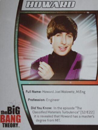 PARTS ONLY - The Big Bang Theory Fact or Fiction Trivia Board Game - (1) Howard Character Card Only