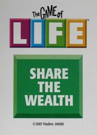PARTS ONLY - The Game Of Life (2007) Board Game - Pack (21) Share The Wealth Cards Only