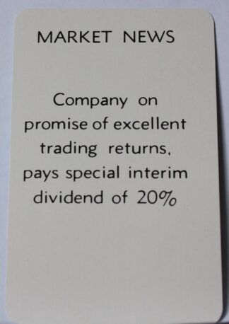 PARTS ONLY - Flutter Stock Exchange Board Game - (1) #19 Market News Card Only