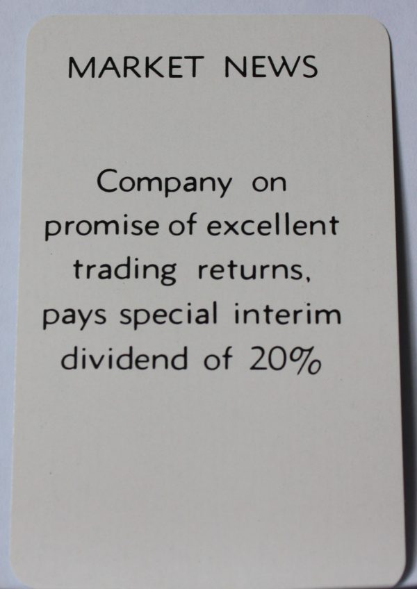 PARTS ONLY - Flutter Stock Exchange Board Game - (1) #19 Market News Card Only