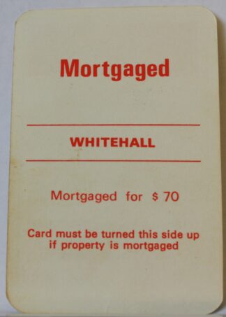 PARTS ONLY - Monopoly Toltoys 1960s Board Game - (1) Whitehall Title Deed Card Only