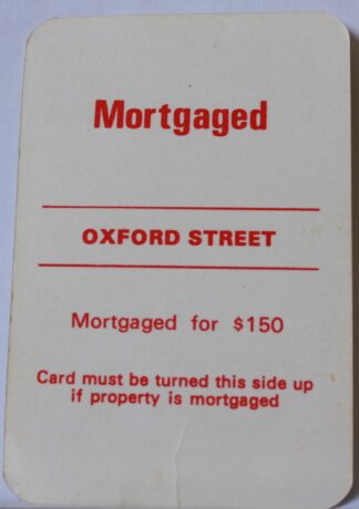 PARTS ONLY - Monopoly Toltoys 1960s Board Game - (1) Oxford Street Title Deed Card Only