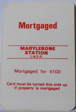 PARTS ONLY - Monopoly Toltoys 1960s Board Game - (1) Marylebone Station Title Deed Card Only