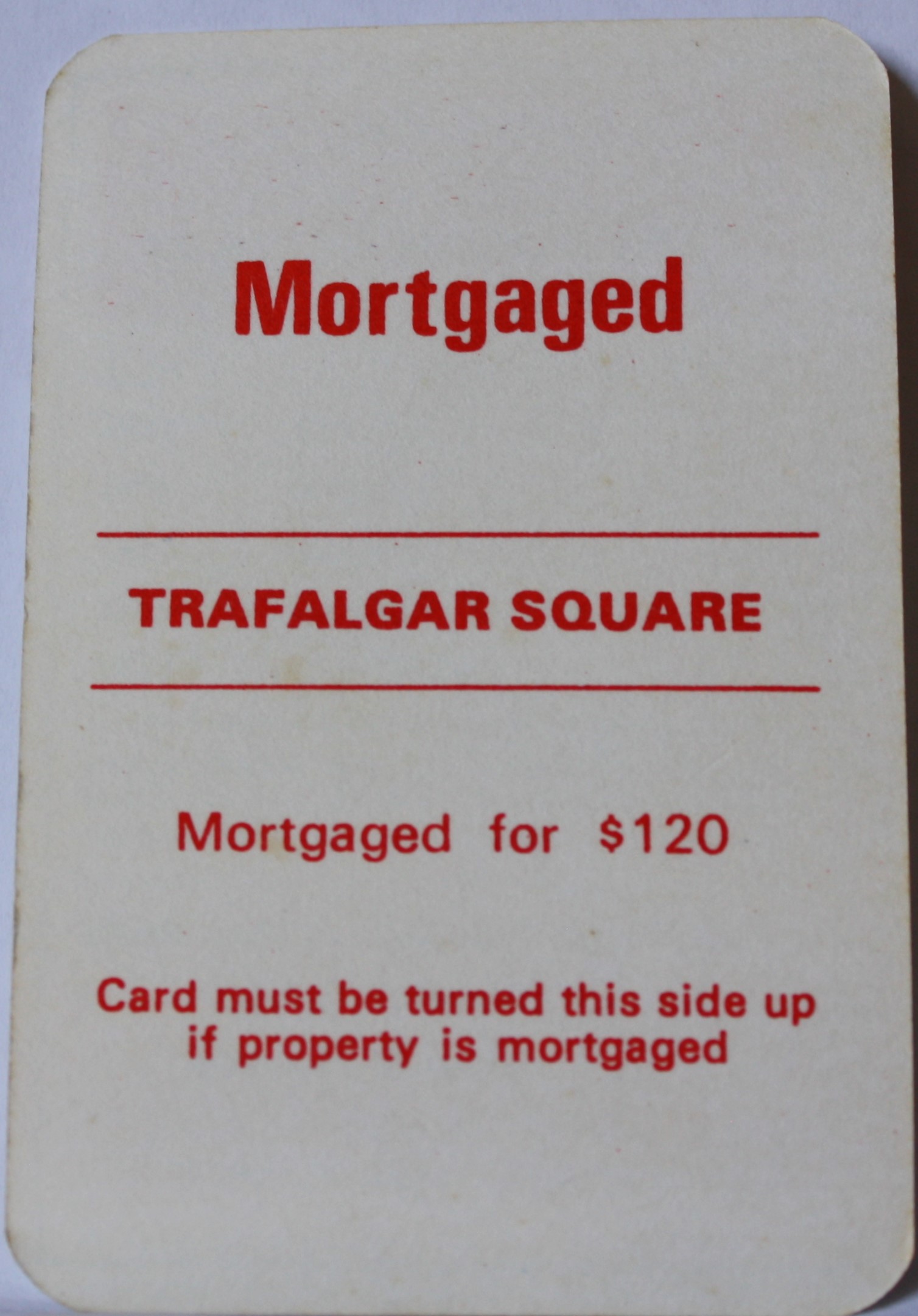 PARTS ONLY - Monopoly Toltoys 1960s Board Game - (1) Trafalgar Square Title Deed Card Only