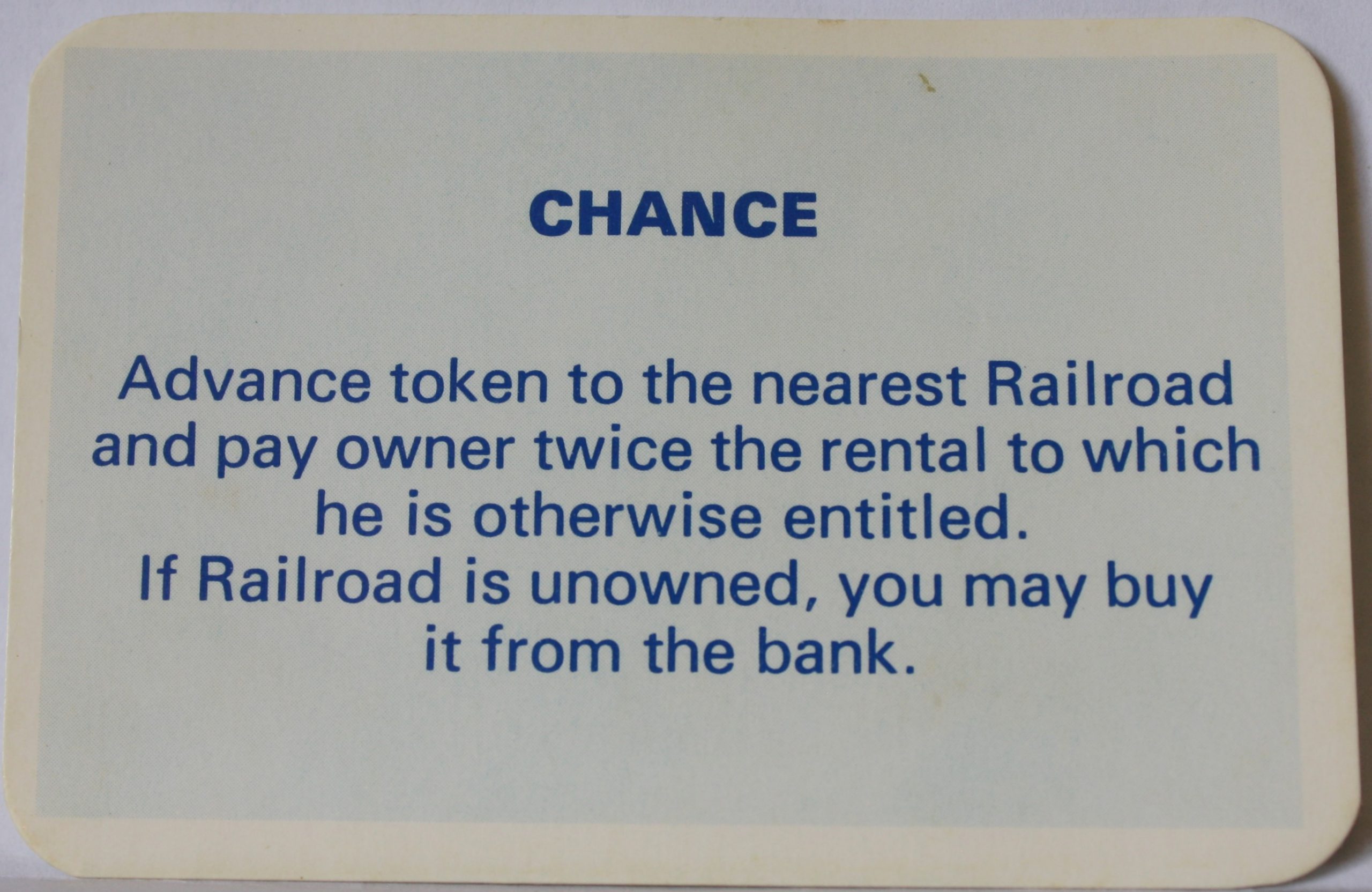 PARTS ONLY - Monopoly Toltoys 1960s Board Game - #10 Chance Card Only