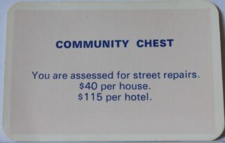 PARTS ONLY - Monopoly Toltoys 1960s Board Game - #8 Community Chest Card Only