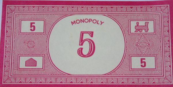 PARTS ONLY - Monopoly Toltoys 1960s Board Game - Pack (10) $5 Money Only