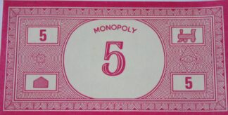 PARTS ONLY - Monopoly Toltoys 1960s Board Game - Pack (10) $5 Money Only