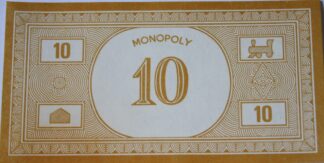 PARTS ONLY - Monopoly Toltoys 1960s Board Game - Pack (10) $10 Money Only