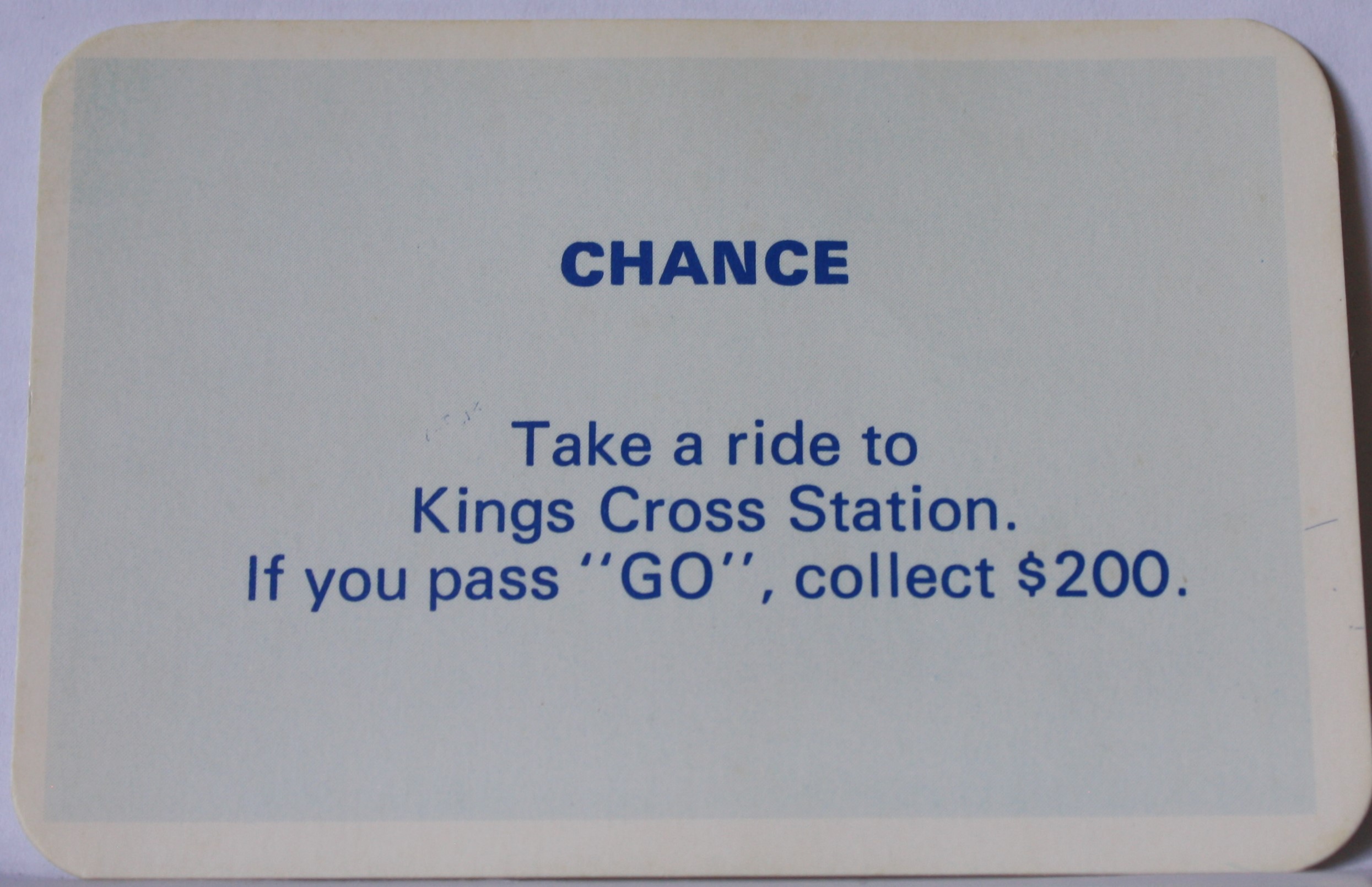 PARTS ONLY - Monopoly Toltoys 1960s Board Game - #2 Chance Card Only