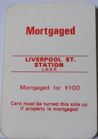 PARTS ONLY - Monopoly Toltoys 1960s Board Game - (1) Liverpool St. Station Title Deed Card Only