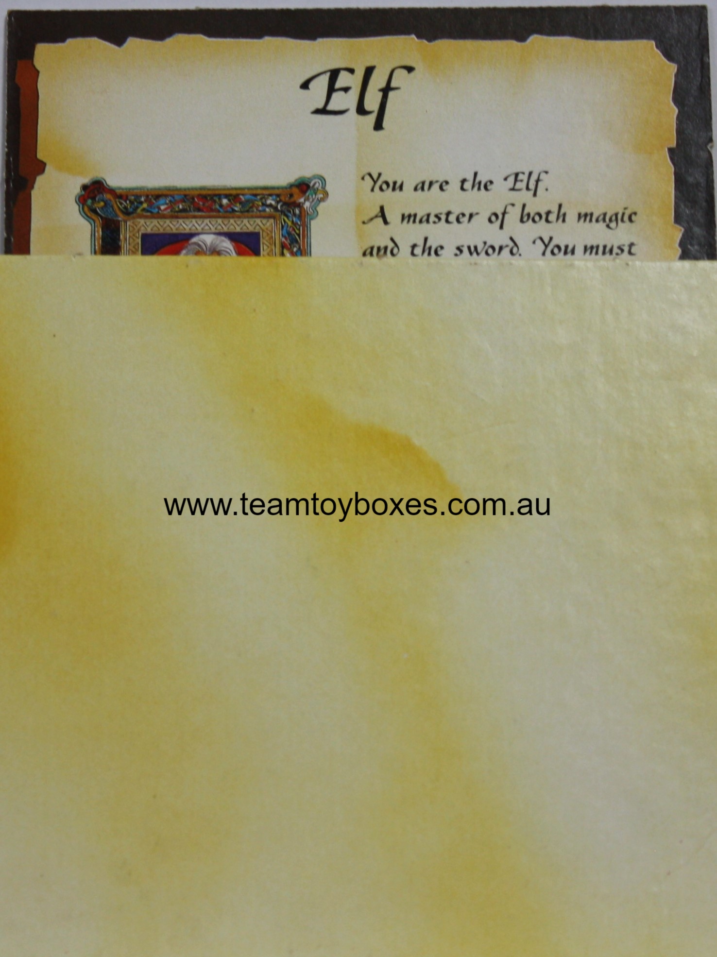 PARTS ONLY - Hero Quest Board Game - (1) Elf Character Card Only