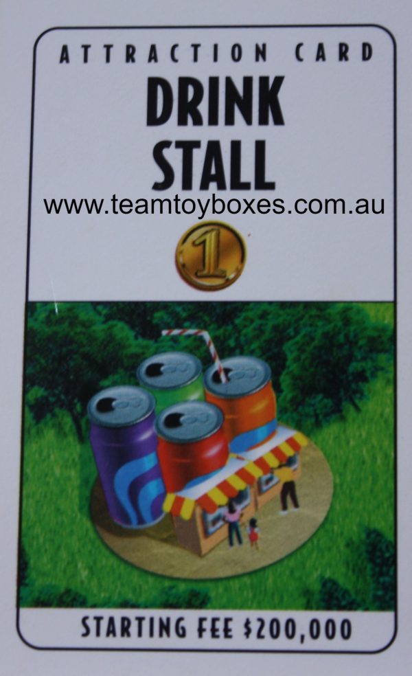 PARTS ONLY - RollerCoaster Tycoon Board Game - (1) Drink Stall Attraction Card