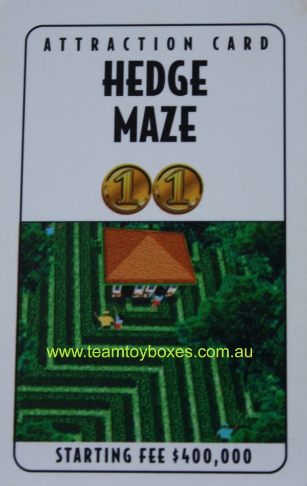 PARTS ONLY - RollerCoaster Tycoon Board Game - (1) Hedge Maze Attraction Card Only