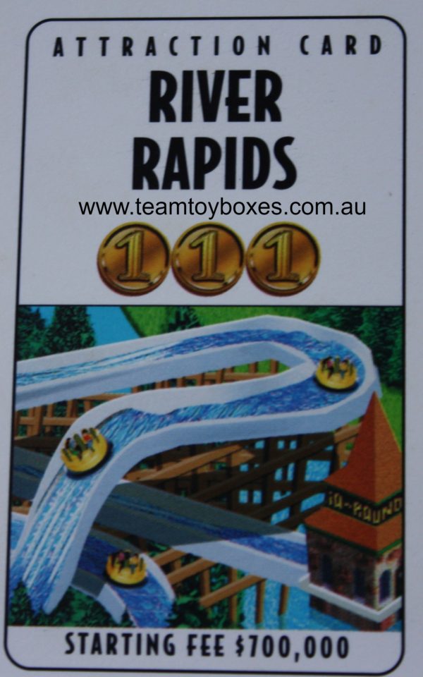 PARTS ONLY - RollerCoaster Tycoon Board Game - (1) River Rapids Attraction Card