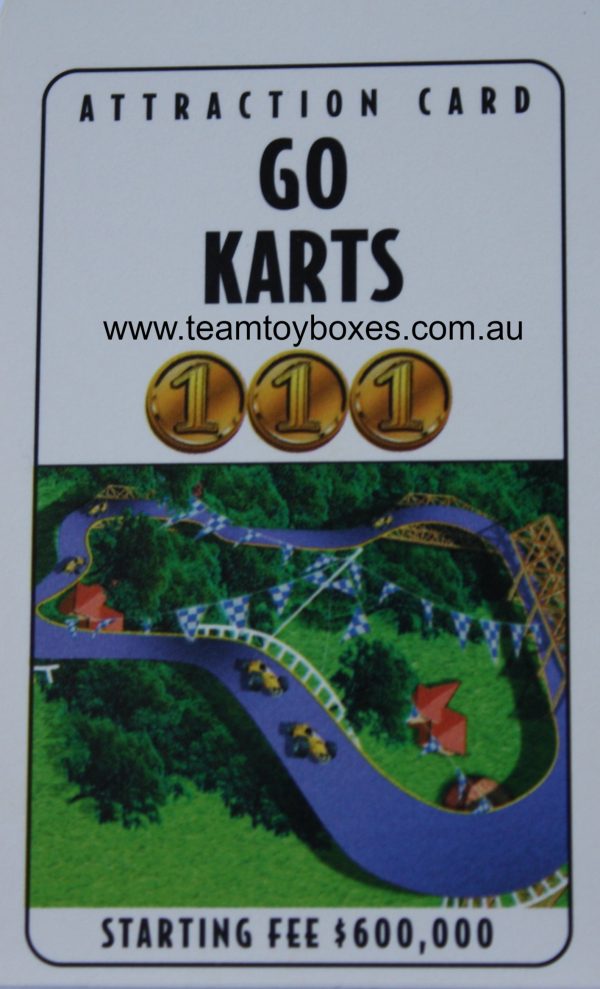 PARTS ONLY - RollerCoaster Tycoon Board Game - (1) Go Karts Attraction Card