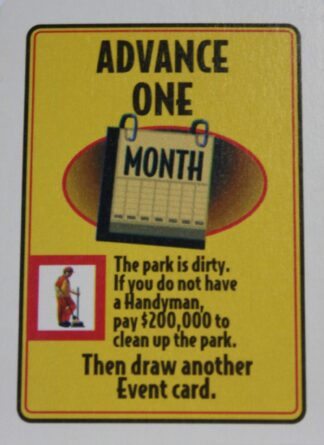 PARTS ONLY - RollerCoaster Tycoon Board Game - (1) Advance One Month $200,000 Event Card Only