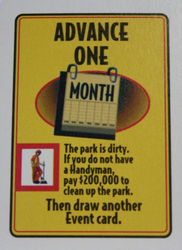 PARTS ONLY - RollerCoaster Tycoon Board Game - (1) Advance One Month $200,000 Event Card Only