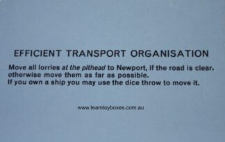 PARTS ONLY - Mine A Million Business Board Game - (1) Efficient Transport Organisation Card Only