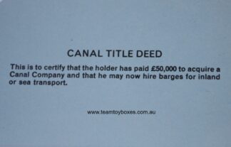 PARTS ONLY - Mine A Million Business Board Game - (1) Canal Title Deed Card Only
