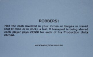 PARTS ONLY - Mine A Million Business Board Game - (1) Robbers Card Only