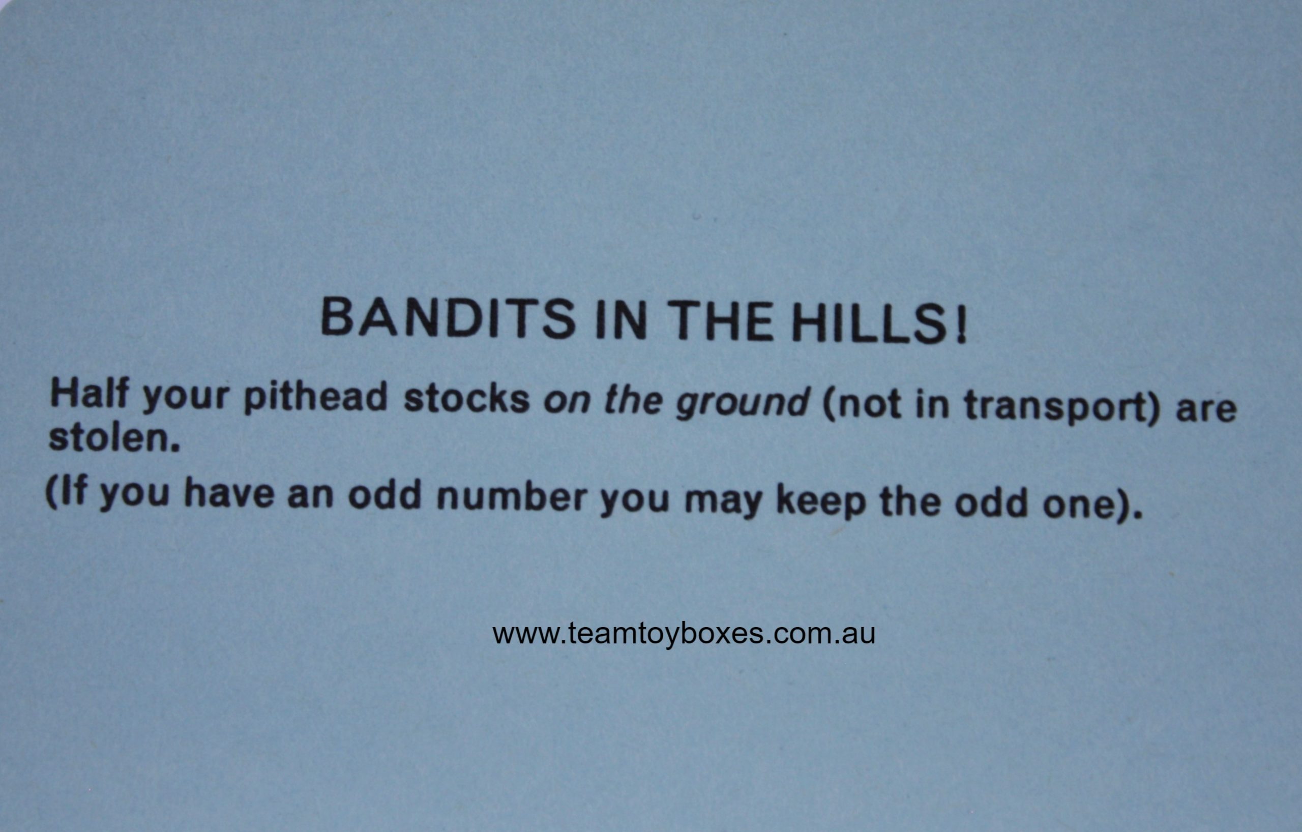 PARTS ONLY - Mine A Million Business Board Game - (1) Bandits In The Hills Card Only